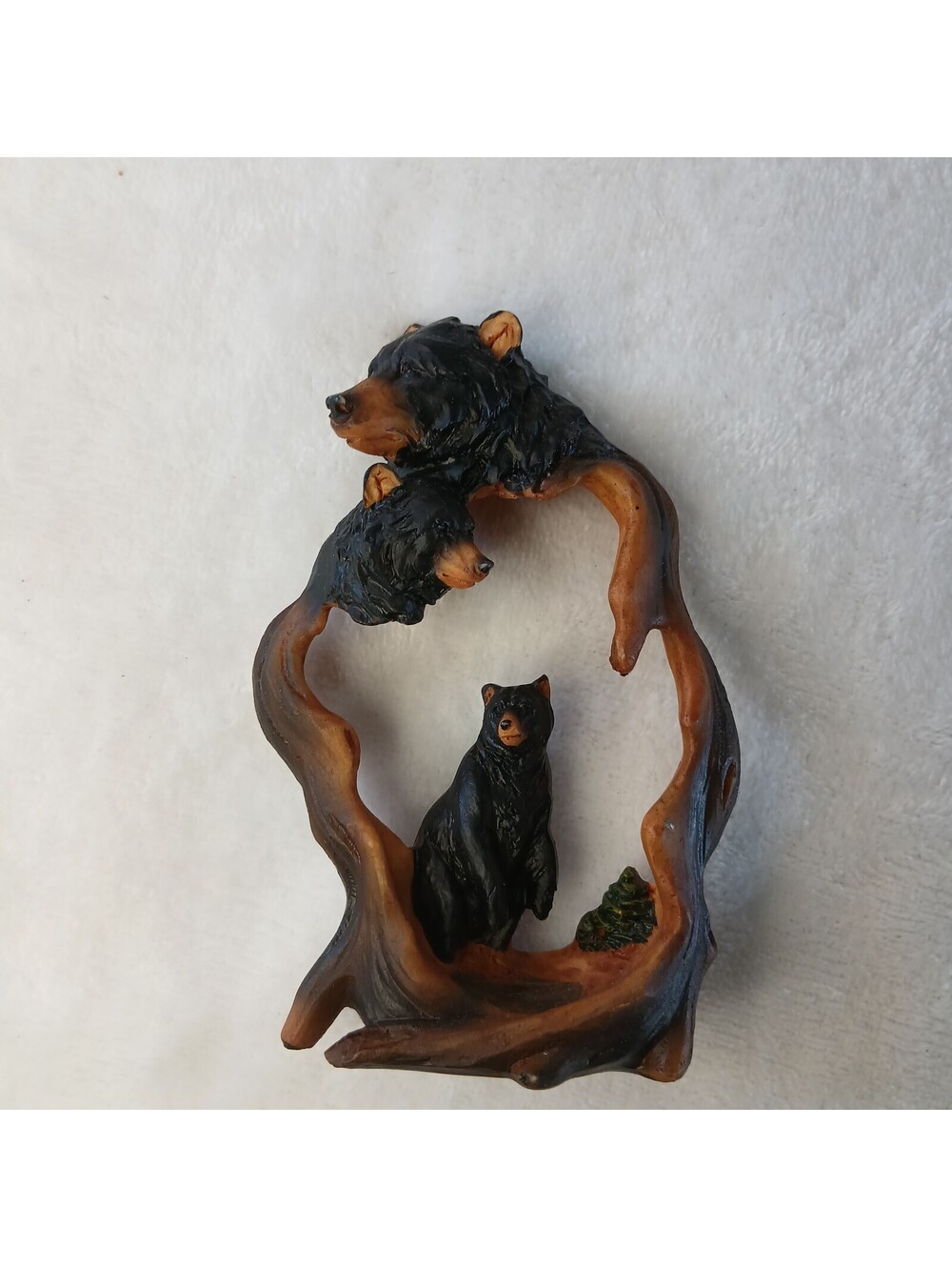 Faux Carved Wood Black Bear Cub Figurine Statue Rustic Country Home Lodge Decor